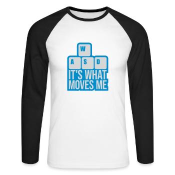 its what moves me - Unisex Baseballshirt langarm - Weiß/Schwarz - Vorne - Nik (191cm)