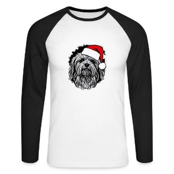 Weihnachten Hund süß lustig Hunde Tier Welpe 6 - Unisex Baseballshirt langarm - Weiß/Schwarz - Vorne - Nik (191cm)