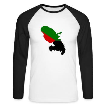 Stadtplan von Martinique - Unisex Baseballshirt langarm - Weiß/Schwarz - Vorne - Nik (191cm)