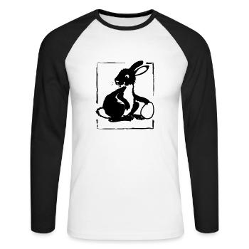 Bunny with Egg in a Frame | Vectorgraphic - Unisex Long Sleeve Baseball T-Shirt - white/black - Front - Nik (191cm)