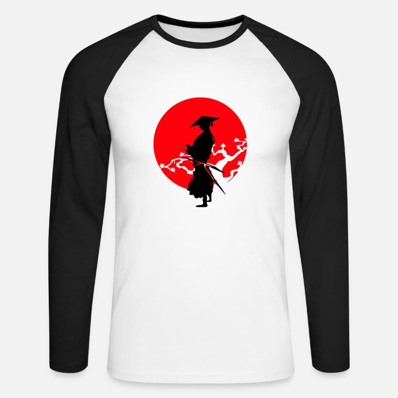 samurai warrior - Unisex Baseballshirt langarm - Weiß/Schwarz