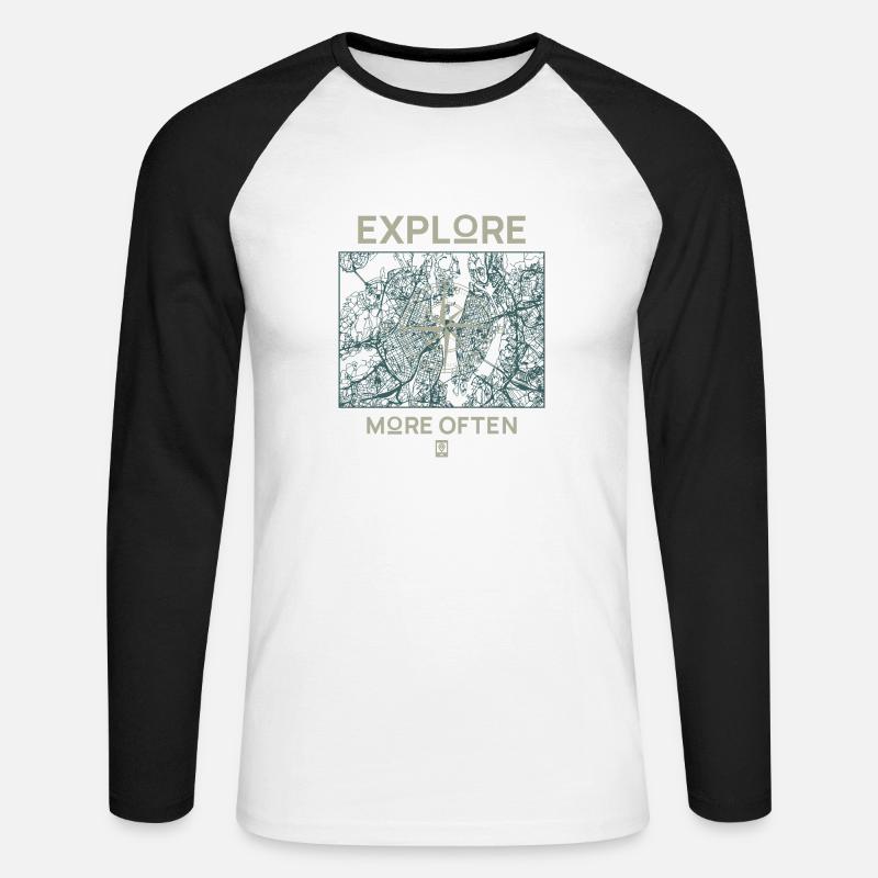 Explore More Often - Unisex Baseballshirt langarm - Weiß/Schwarz