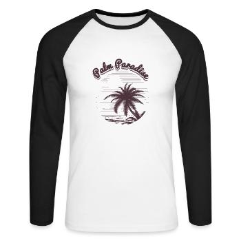 Sommer - Unisex Baseballshirt langarm - Weiß/Schwarz - Vorne - Nik (191cm)