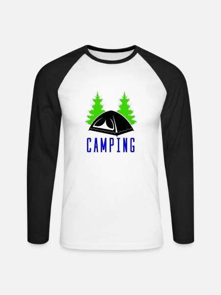 camping - Unisex Baseballshirt langarm - Weiß/Schwarz