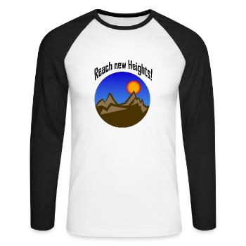 Reach new heights! - Unisex Long Sleeve Baseball T-Shirt - white/black - Front - Nik (191cm)