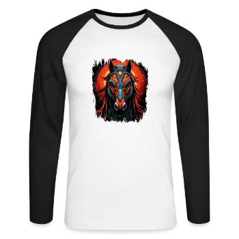 mane humor sports horse quarter horse wild horse - Unisex Baseballshirt langarm - Weiß/Schwarz - Vorne - Nik (191cm)