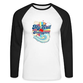 Beach Waves Relaxing Vacation Sunset Summer - Unisex Baseballshirt langarm - Weiß/Schwarz - Vorne - Nik (191cm)