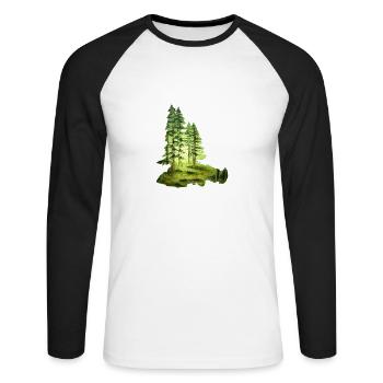 Pine Woods - Unisex Long Sleeve Baseball T-Shirt - white/black - Front - Nik (191cm)