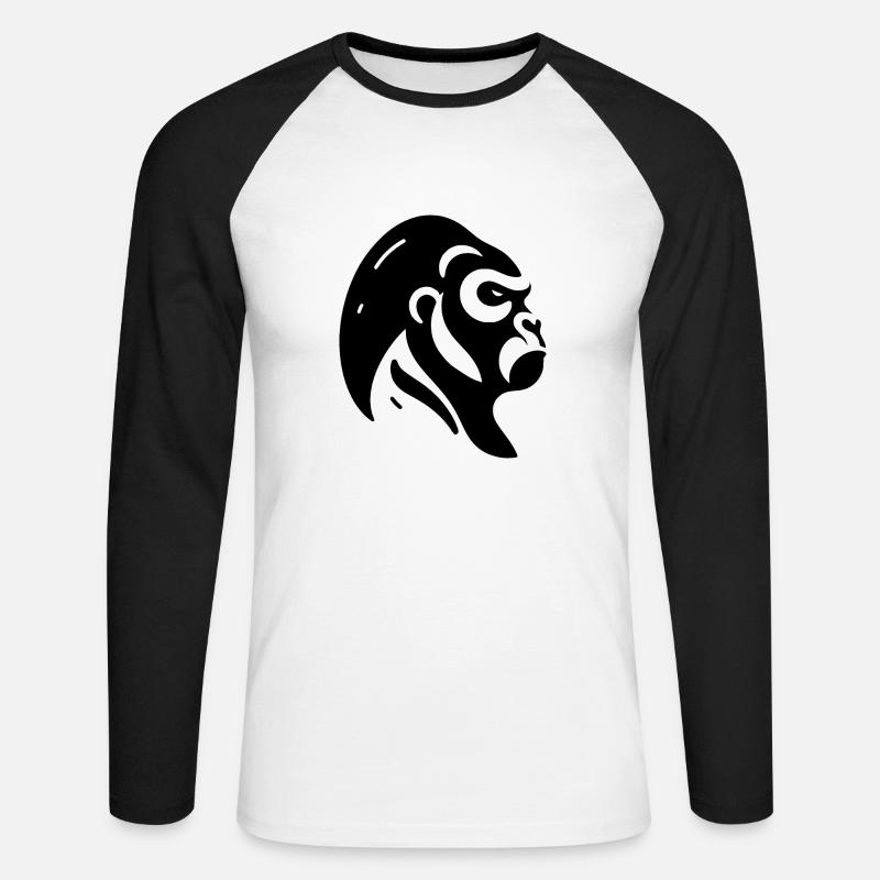 Vektor Gorilla - Unisex Baseballshirt langarm - Weiß/Schwarz