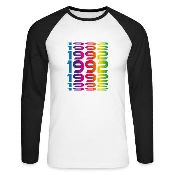 Né(e) en 1992 Année de naissance Cadeau - T-shirt baseball manches longues Homme - blanc/noir - Devant - Nik (191cm)
