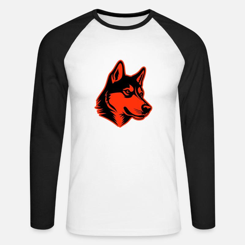 Husky Hund Kopf - Unisex Baseballshirt langarm - Weiß/Schwarz