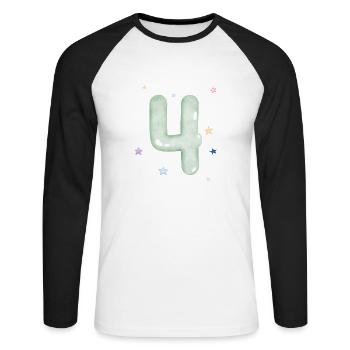 4e anniversaire watercolor étoile - T-shirt baseball manches longues Homme - blanc/noir - Devant - Nik (191cm)