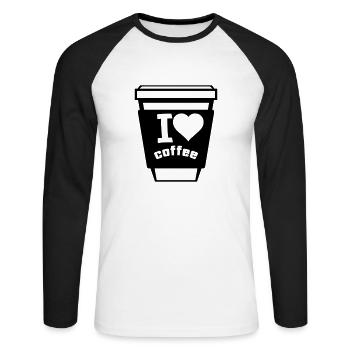 i love coffee 1 - Unisex Baseballshirt langarm - Weiß/Schwarz - Vorne - Nik (191cm)