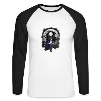 horreur halloweefn fleddermäuse épée de combattant - T-shirt baseball manches longues Homme - blanc/noir - Devant - Nik (191cm)