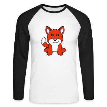 Renard Renard roux Animal sauvage Intelligent Habitants de la forêt - T-shirt baseball manches longues Homme - blanc/noir - Devant - Nik (191cm)