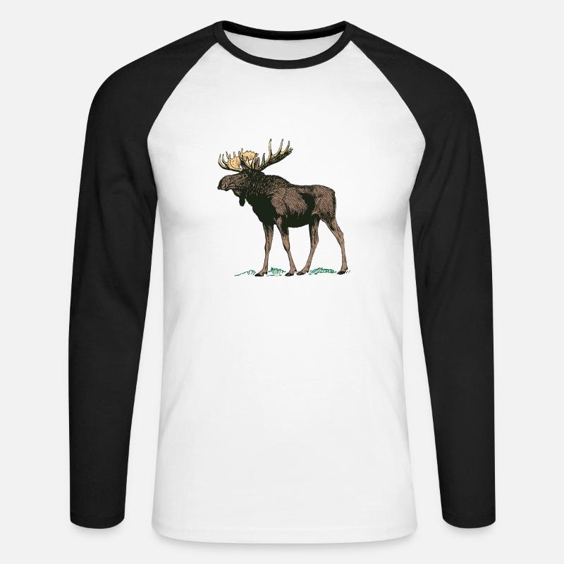 Moose antler - Unisex Long Sleeve Baseball T-Shirt - white/black
