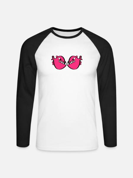 Red piranhas - Unisex Long Sleeve Baseball T-Shirt - white/black