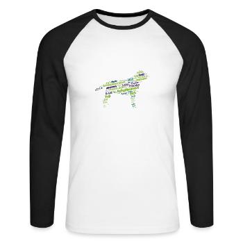 Golden Retriever Rally Obedience Wordcloud - Unisex Baseballshirt langarm - Weiß/Schwarz - Vorne - Nik (191cm)