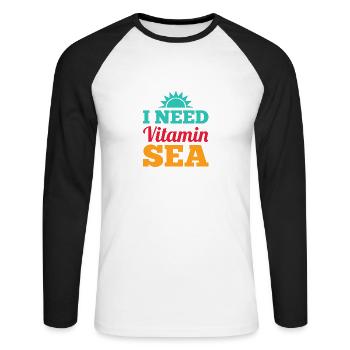 J'ai besoin de VITAMIN LAC - plage s'il vous plaît cadeau mer - T-shirt baseball manches longues Homme - blanc/noir - Devant - Nik (191cm)