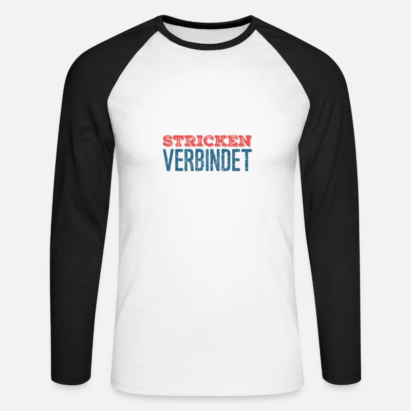 Stricken verbindet - Geschenkfür Stricker - Unisex Baseballshirt langarm - Weiß/Schwarz