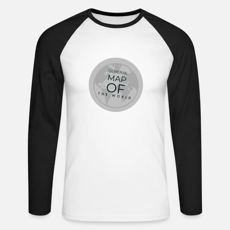 Übersichtskarte der Welt - Unisex Baseballshirt langarm - Weiß/Schwarz