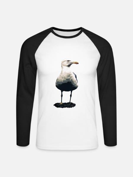 Möwe - Unisex Baseballshirt langarm - Weiß/Schwarz