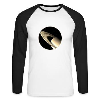 Saturne, planète, Saturne, anneaux, espace, univers - T-shirt baseball manches longues Homme - blanc/noir - Devant - Nik (191cm)