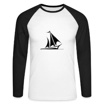 Voilier avec voiles pour les capitaines et les skippers cool - T-shirt baseball manches longues Homme - blanc/noir - Devant - Nik (191cm)