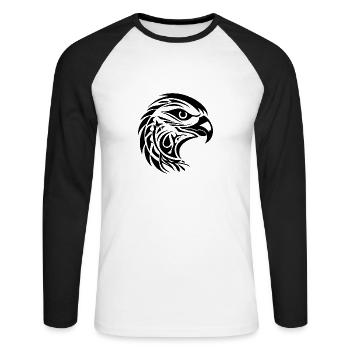 Beau portrait d’aigle dans le style tatouage - T-shirt baseball manches longues Homme - blanc/noir - Devant - Nik (191cm)