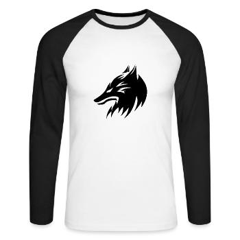 Wolf Head Portrait Tattoo Style - Unisex Long Sleeve Baseball T-Shirt - white/black - Front - Nik (191cm)