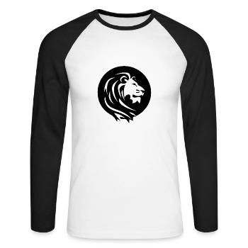 Mighty Lion Head with Mane Tattoo Style - Unisex Long Sleeve Baseball T-Shirt - white/black - Front - Nik (191cm)
