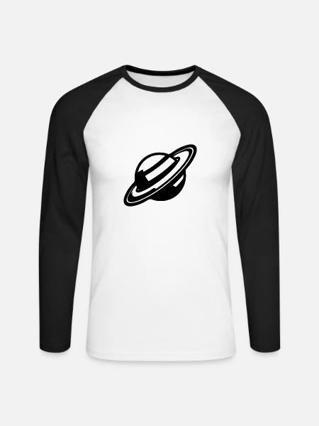 Ringplanet im Sonnensystem Universum - Unisex Baseballshirt langarm - Weiß/Schwarz