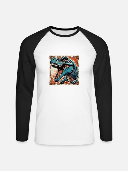 Dinosaurier / Tier / Urzeit / Reptil / Jungs - Unisex Baseballshirt langarm - Weiß/Schwarz