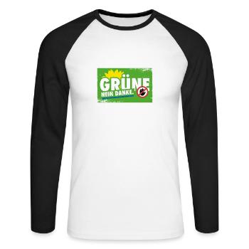 Grüne - Nein Danke. - Unisex Baseballshirt langarm - Weiß/Schwarz - Vorne - Nik (191cm)