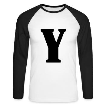 Y - T-shirt baseball manches longues Homme - blanc/noir - Devant - Nik (191cm)