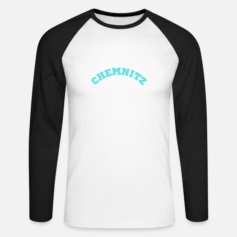 Chemnitz - Unisex Baseballshirt langarm - Weiß/Schwarz