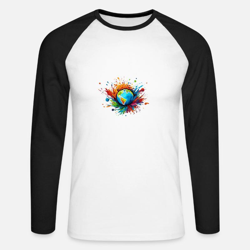 Planets / Solar System / Space / Galaxy - Unisex Long Sleeve Baseball T-Shirt - white/black