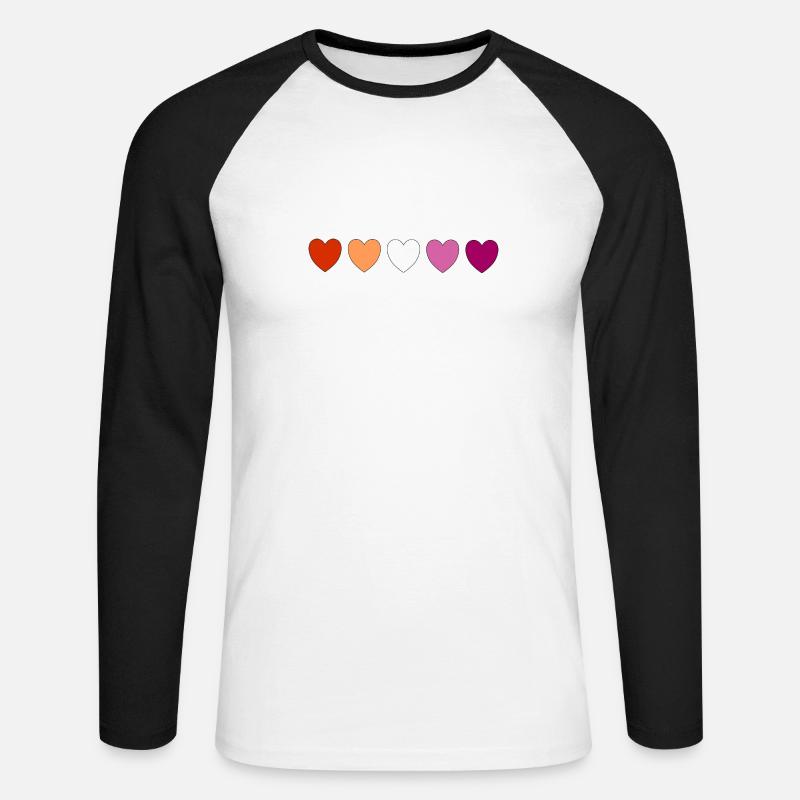 Subtile lesbische Pride-Herzen - Unisex Baseballshirt langarm - Weiß/Schwarz