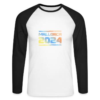 Majorque 2024 Coloré - T-shirt baseball manches longues Homme - blanc/noir - Devant - Nik (191cm)