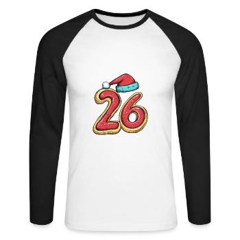 26 Numéro Noël - T-shirt baseball manches longues Homme - blanc/noir - Devant - Nik (191cm)