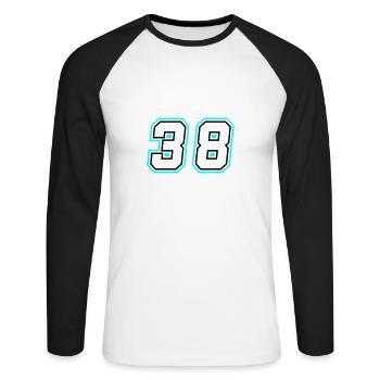 38 number symbol - Unisex Long Sleeve Baseball T-Shirt - white/black - Front - Nik (191cm)