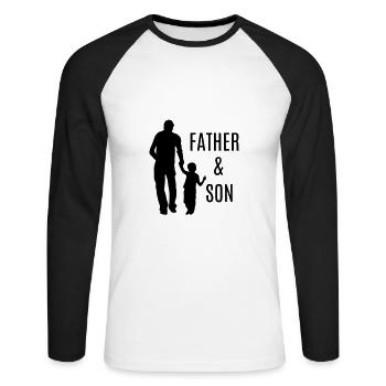Meilleur père et fils se tenant la main en look partenaire - T-shirt baseball manches longues Homme - blanc/noir - Devant - Nik (191cm)