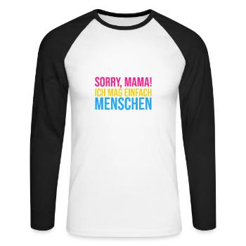 Pansexuell Regenbogenflagge - Unisex Baseballshirt langarm - Weiß/Schwarz - Vorne - Nik (191cm)