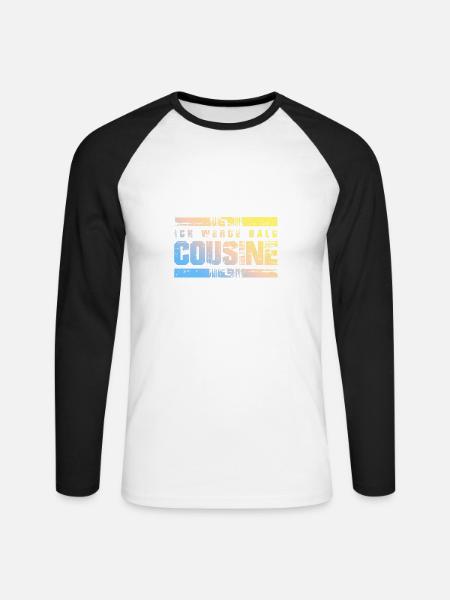 Ich werde Bald Cousine - Unisex Baseballshirt langarm - Weiß/Schwarz