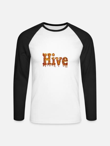 Bienenstock Bienenhaltung Honig Hive - Unisex Baseballshirt langarm - Weiß/Schwarz