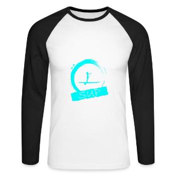 Stand Up Paddle - Unisex Baseballshirt langarm - Weiß/Schwarz - Vorne - Nik (191cm)
