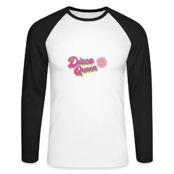 Retro Lifestyle Vintage Groovy Party Disco Clubs - T-shirt baseball manches longues Homme - blanc/noir - Devant - Nik (191cm)