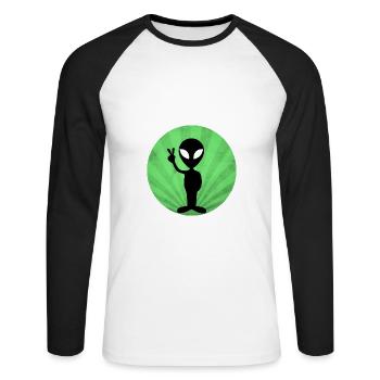 Alien Peace Peace Alien - Unisex Long Sleeve Baseball T-Shirt - white/black - Front - Nik (191cm)