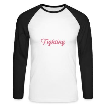 Kampf! Optimistische Person Geschenk - Unisex Baseballshirt langarm - Weiß/Schwarz - Vorne - Nik (191cm)