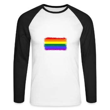 LGBTQ - Unisex Baseballshirt langarm - Weiß/Schwarz - Vorne - Nik (191cm)